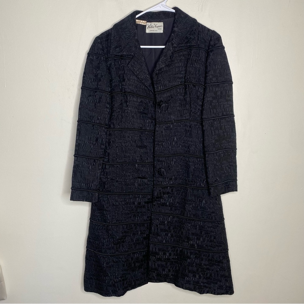 Nettie Vogues Nettie Rosenstein Vtg 60s Black Jacket Made in England Size XS-S - Picture 1 of 12